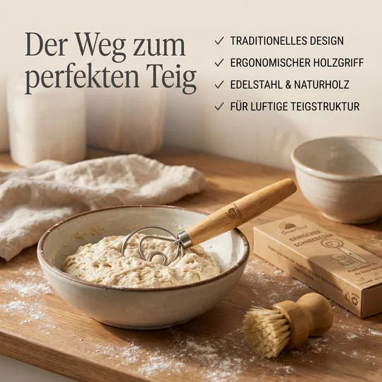 Dänischer Teigbesen Set mit Sisal-Reinigungsbürste