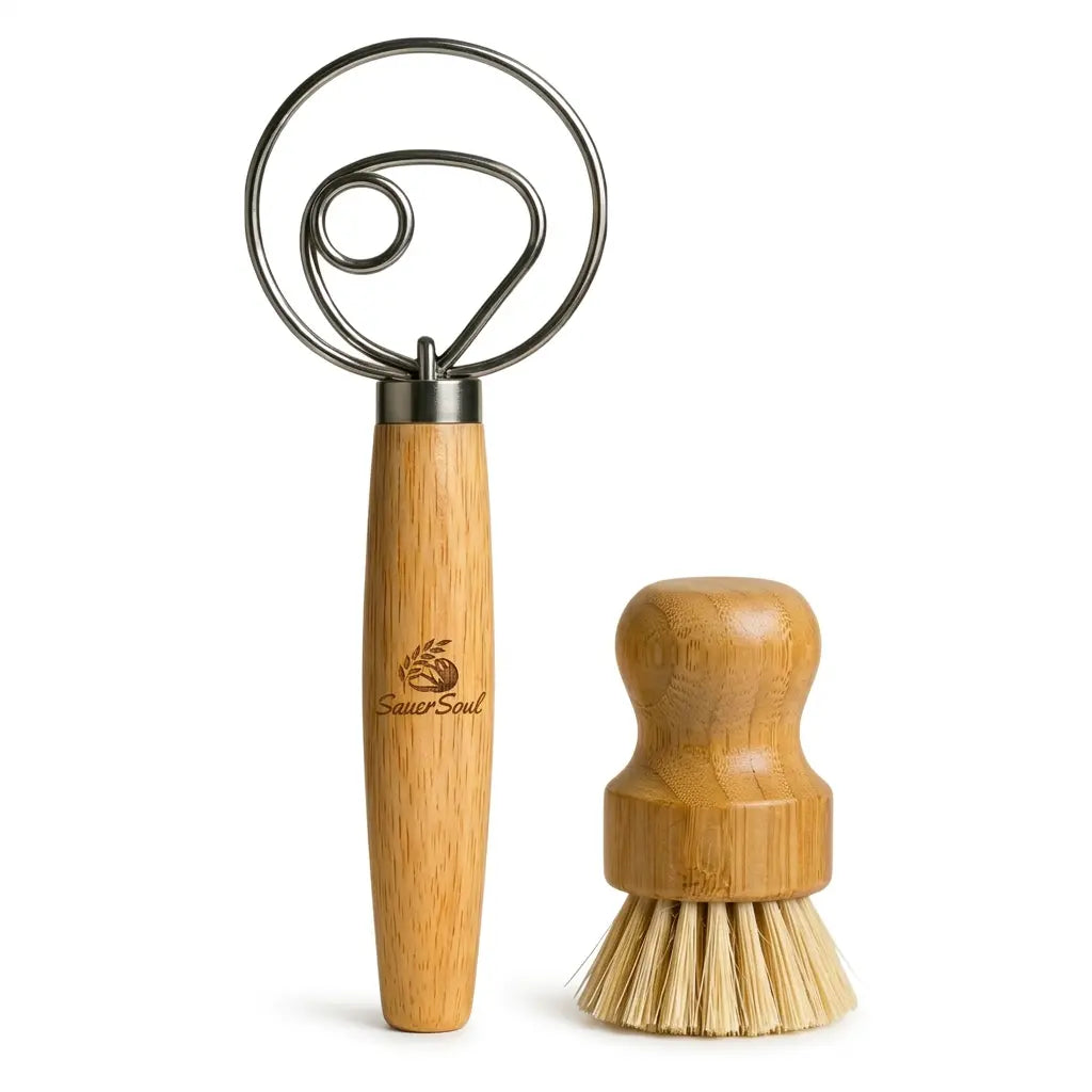Dänischer Schneebesen–Set mit Sisal-Reinigungsbürste SauerSoul