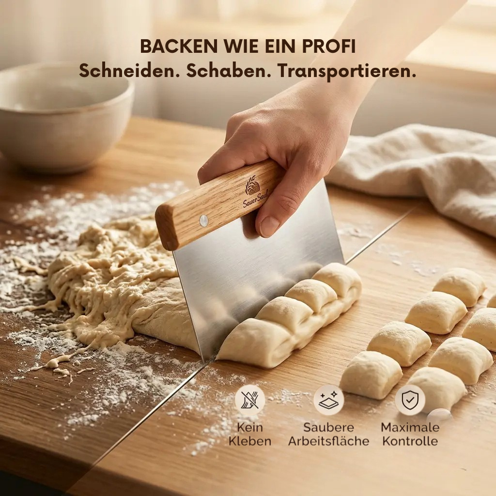 Teigschaber aus Edelstahl mit Naturholzgriff
