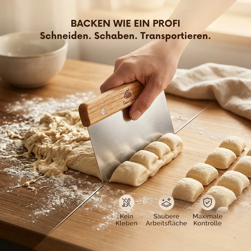 Teigschaber aus Edelstahl mit Naturholzgriff