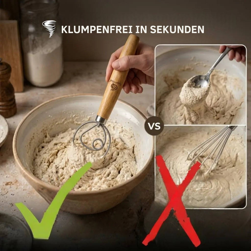 Dänischer Schneebesen–Set mit Sisal-Reinigungsbürste