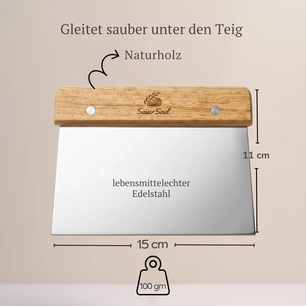 Teigschaber aus Edelstahl mit Naturholzgriff