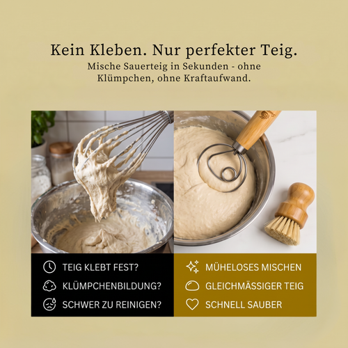 Dänischer Schneebesen–Set mit Sisal-Reinigungsbürste