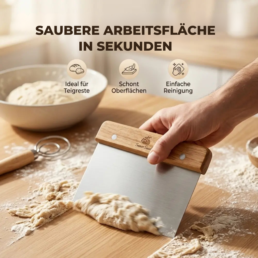 Teigschaber aus Edelstahl mit Naturholzgriff
