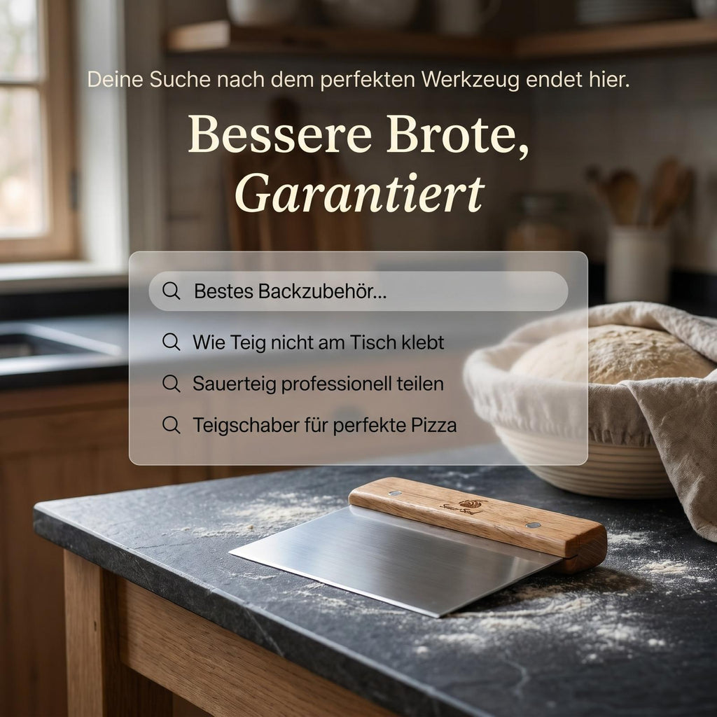 Bäcker-Set – Dänischer Teigbesen mit Sisal-Reinigungsbürste & Edelstahl Teigschaber