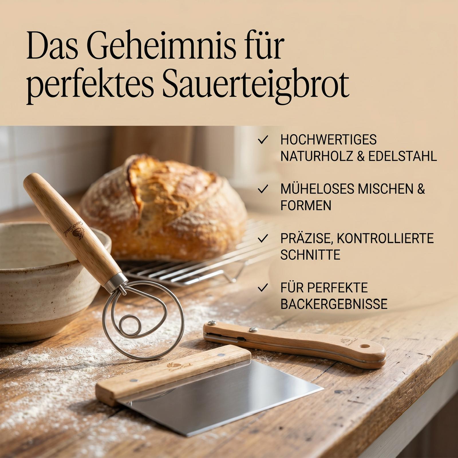 Premium Sauerteig Backset – 3 unverzichtbare Brotback-Werkzeuge