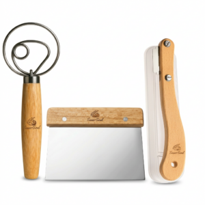 Backset aus Holz und Edelstahl